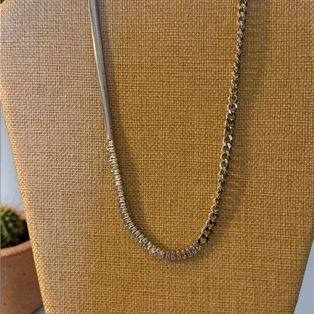 Mixed-Silver Chain Necklace With Beaded Accent - Women Jewelry 15$